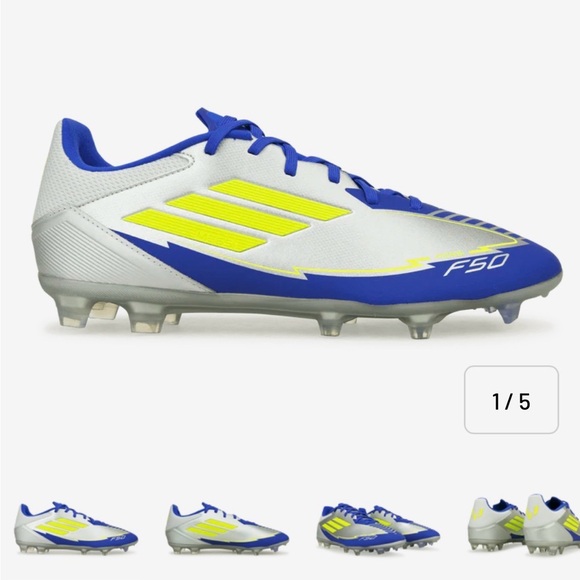 adidas Other - adidas White, Blue & Neon Yellow F50 Messi Soccer Cleats